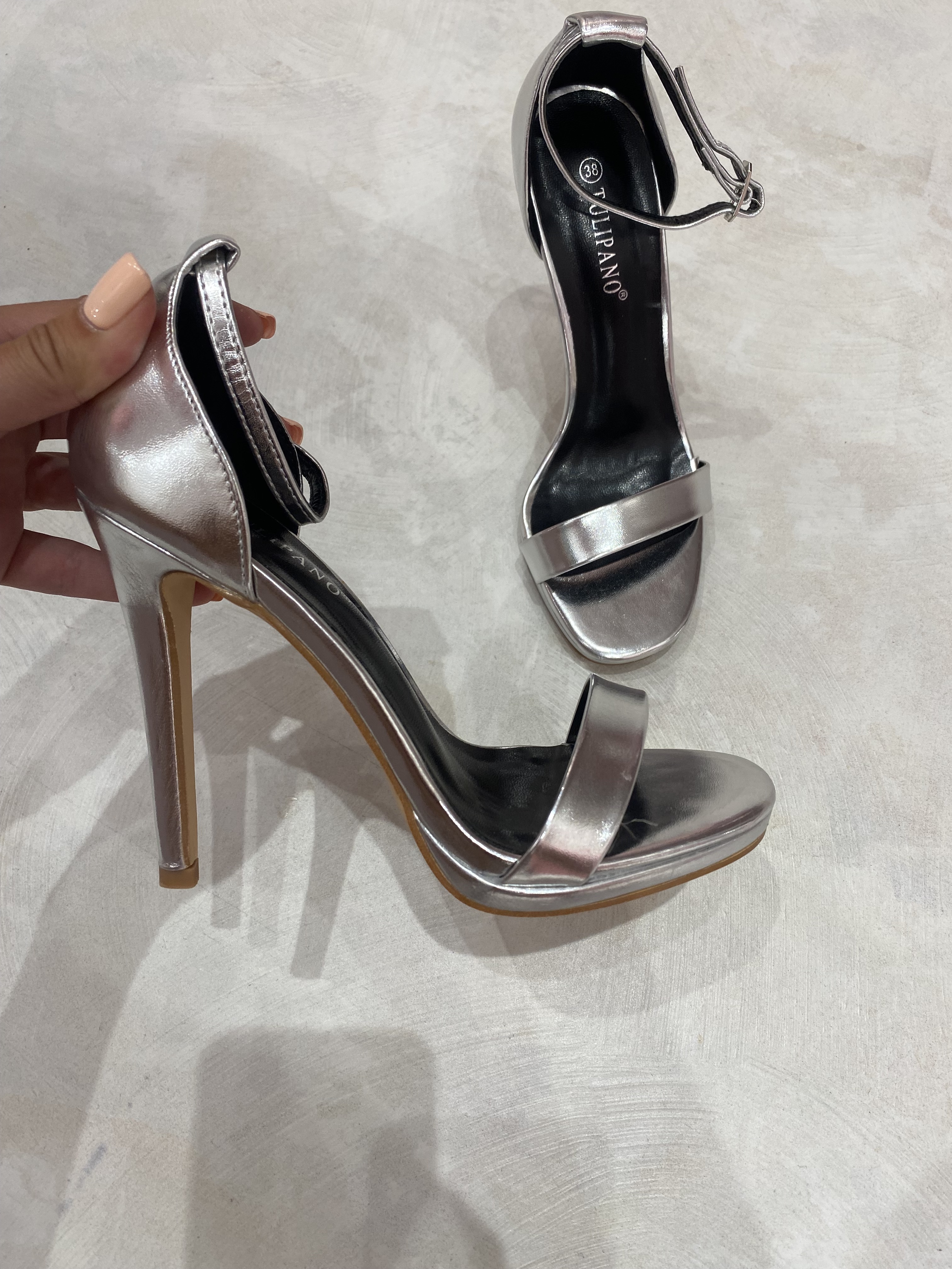 Sandalias Tacón Gala Plata